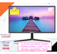 LCD 19 GLOWAY GLW19 Chính hãng (LED - VGA, HDMI, 1440x900, 75Hz, Kèm cáp HDMI, Treo tường)